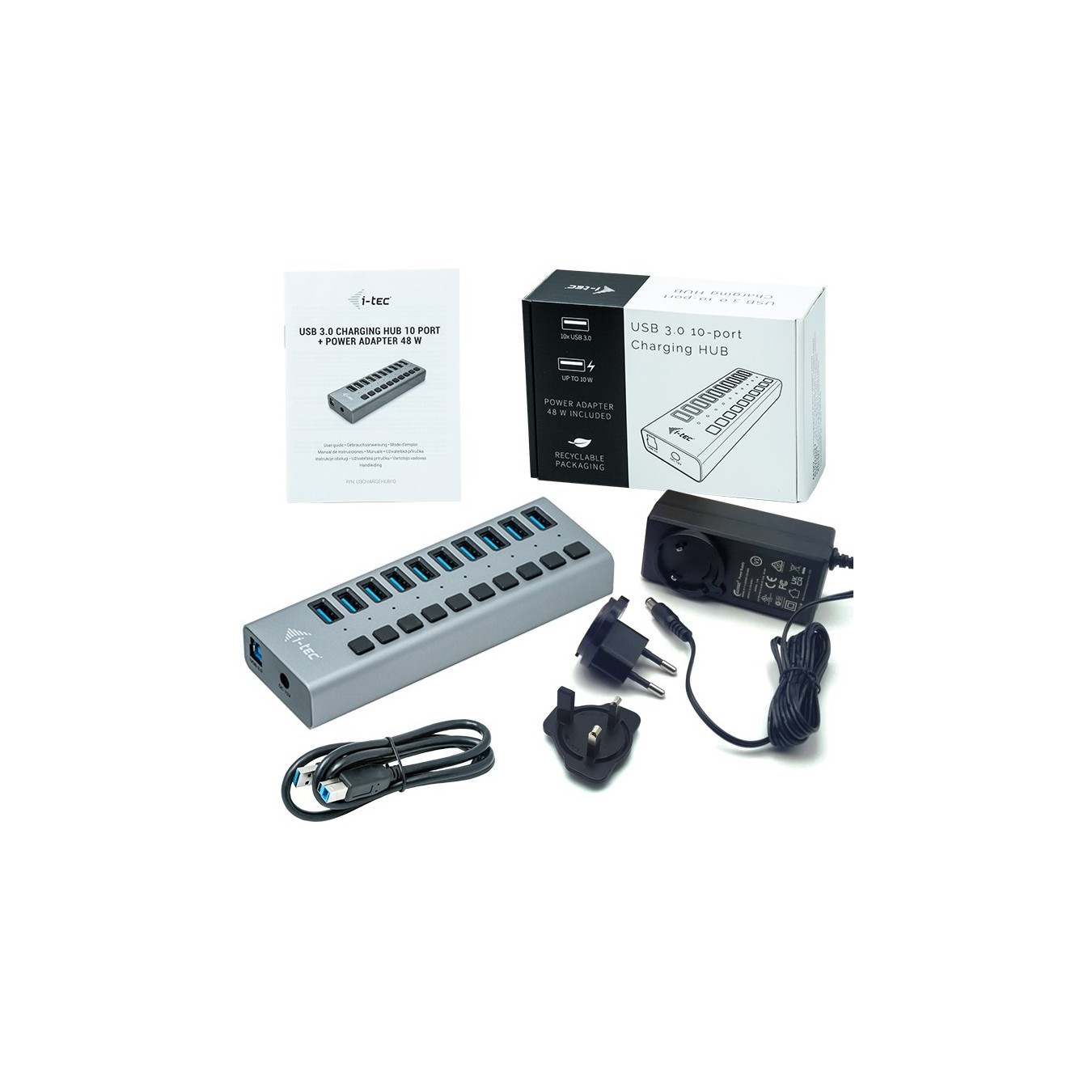 I-Tec U3CHARGEHUB10 USB 3.0 10-Port Hub + 48W Adapter — Armenius Store Cyprus