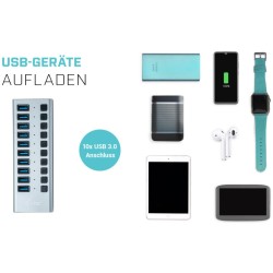 D I-TEC USB 3.0 HUB 10 PORT - USB-A Hub, 10-Port, 48W Power Supply — Buy in Cyprus with Fast Delivery