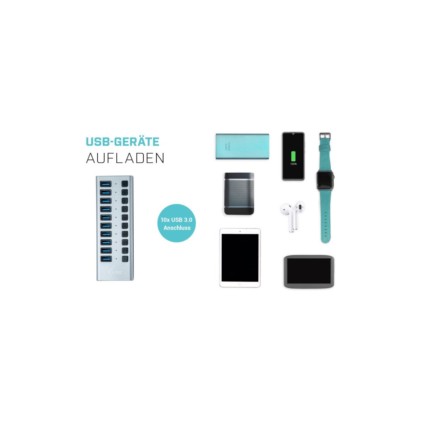 D I-TEC USB 3.0 HUB 10 PORT - USB-A Hub, 10-Port, 48W Power Supply — Buy in Cyprus with Fast Delivery