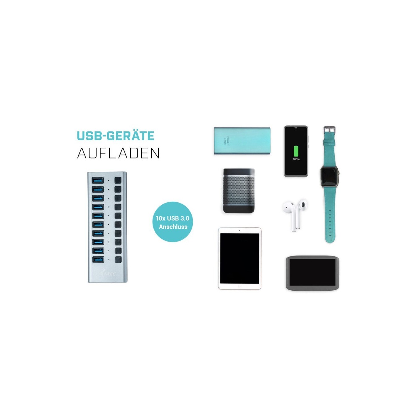 I-Tec U3CHARGEHUB10 USB 3.0 10-Port Hub + 48W Adapter — Armenius Store Cyprus