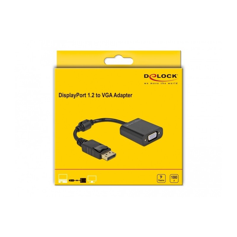 Buy DELOCK DisplayPort 1.2 to VGA Passive Adapter - black in Cyprus, Nicosia, Limassol, Larnaka, Pafos