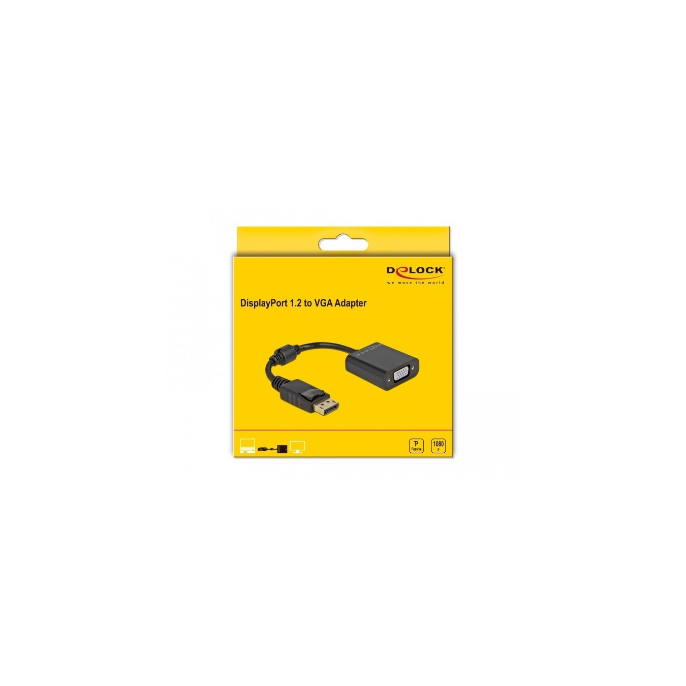 DELOCK DisplayPort 1.2 to VGA Passive Adapter - black — Buy in Cyprus with Fast Delivery