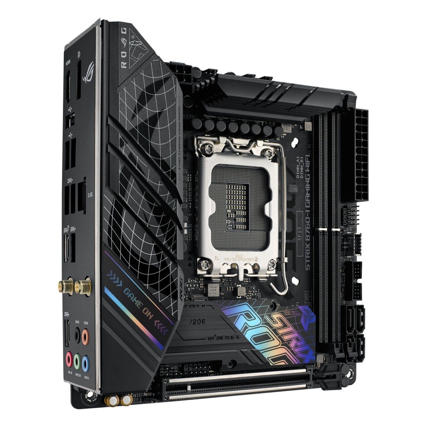 ASUS ROG Strix B760-I Gaming WiFi - Mini-ITX LGA1700 DDR5 (up to 96GB), 2x M.2, PCIe 5.0, 2.5Gb LAN, Wi-Fi 6E (Black)