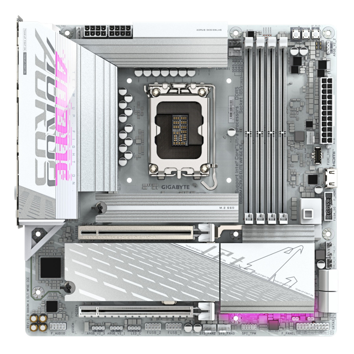 GIGABYTE GA-B860M A ELT WF6E ICE (LGA1851) - Micro-ATX DDR5 Motherboard, 4x DIMM, 256GB Max, Intel B860
