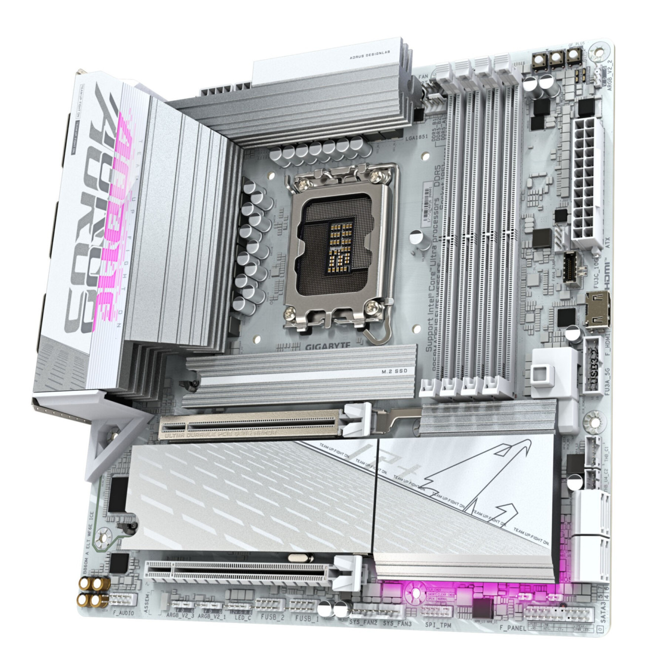 GIGABYTE GA-B860M A ELT WF6E ICE (LGA1851) - Micro-ATX DDR5 Motherboard, 4x DIMM, 256GB Max, Intel B860
