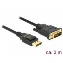 DELOCK DisplayPort 1.2 to DVI 24+1 Passive Cable 3m - (Black) — Buy in Cyprus with Fast Delivery