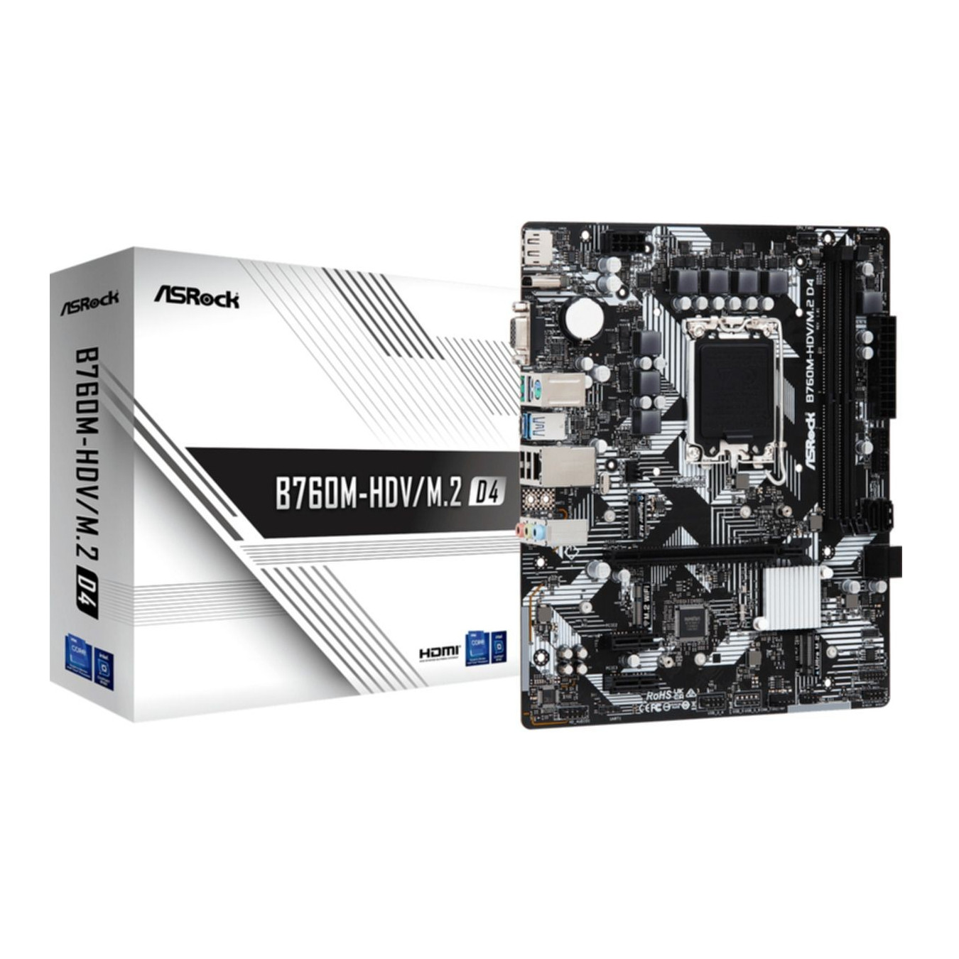 ASRock B760M-HDV M.2 D4 - LGA1700 Micro-ATX Motherboard, Intel B760, DDR4, 64GB Max — Buy in Cyprus with Fast Delivery