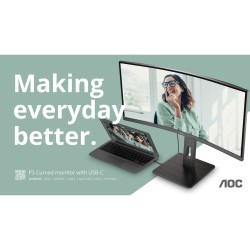 Buy AOC CU34P3CV - 34" Ultrawide VA Curved Monitor - 3440x1440 UWQHD, HDMI/DP/USB-C in Cyprus, Nicosia, Limassol, Larnaka, Pafos