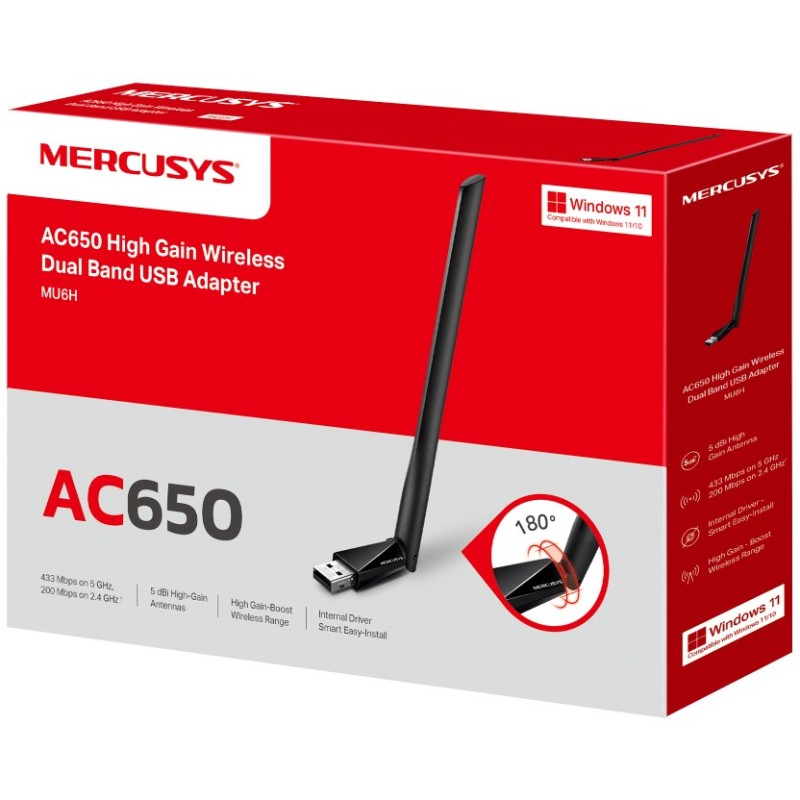 Buy TP-LINK Mercusys MU6H AC650 High Gain Wireless Dual-Band USB Adapter - MU6H ... in Cyprus, Nicosia, Limassol, Larnaka, Pafos