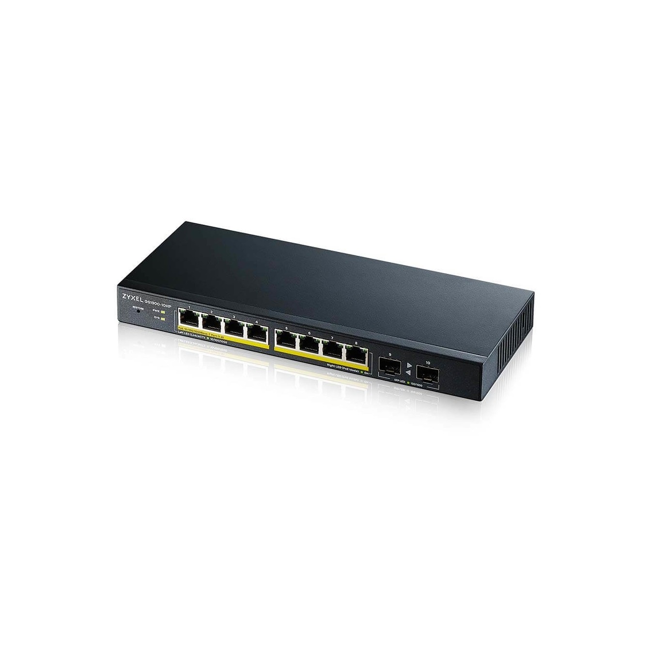 Zyxel GS1900-10HP V2 PoE Smart Switch - GS1900-10HP V2 - 10-Port Gigabit (8 PoE + 2 Non-PoE)