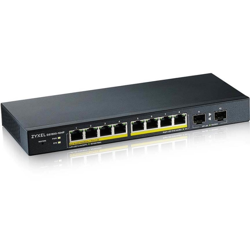Buy Zyxel GS1900-10HP V2 PoE Smart Switch - GS1900-10HP V2 - 10-Port Gigabit (8 ... in Cyprus, Nicosia, Limassol, Larnaka, Pafos