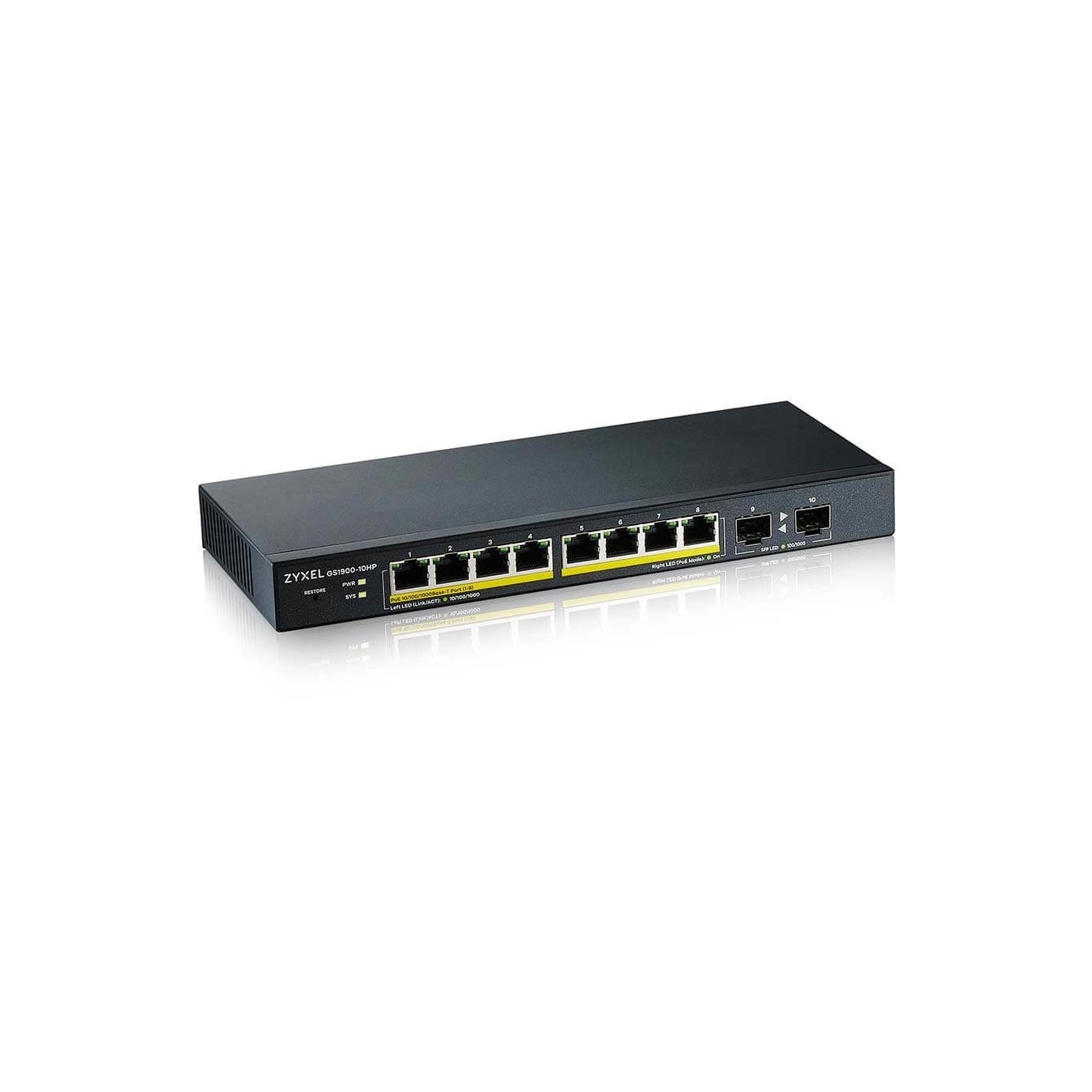 Zyxel GS1900-10HP V2 PoE Smart Switch - GS1900-10HP V2 - 10-Port Gigabit (8 PoE + 2 Non-PoE)