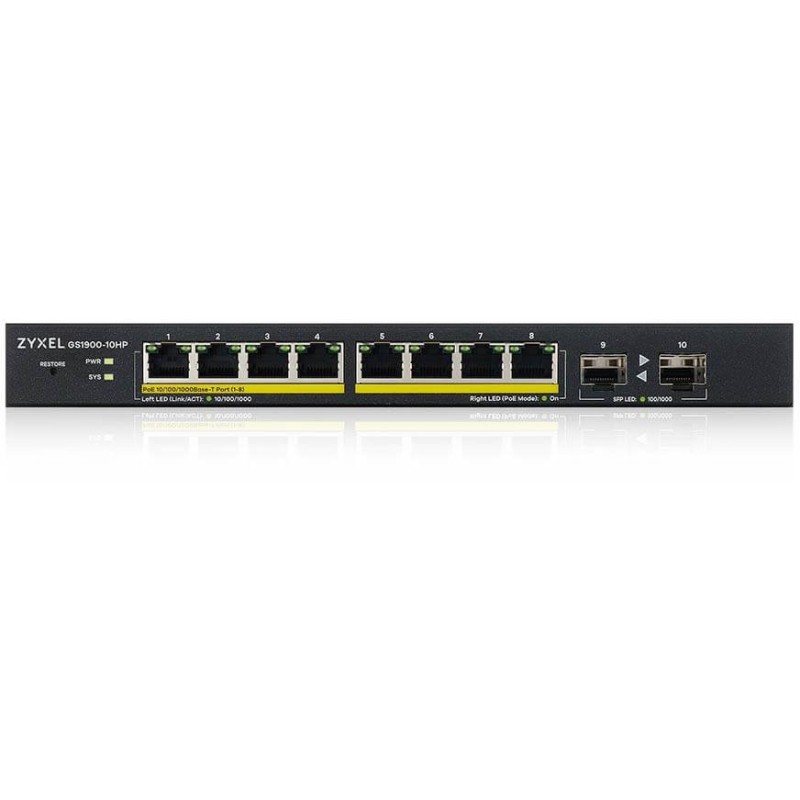 Buy Zyxel GS1900-10HP V2 PoE Smart Switch - GS1900-10HP V2 - 10-Port Gigabit (8 ... in Cyprus, Nicosia, Limassol, Larnaka, Pafos
