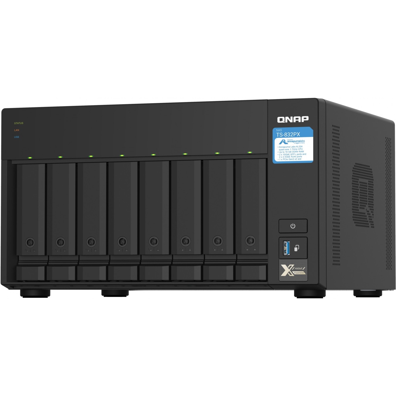 8-Bay QNAP TS-832PX-4G - 4GB RAM, 8x 3.5" HDD Bays, Hot-Swap NAS — Buy in Cyprus with Fast Delivery