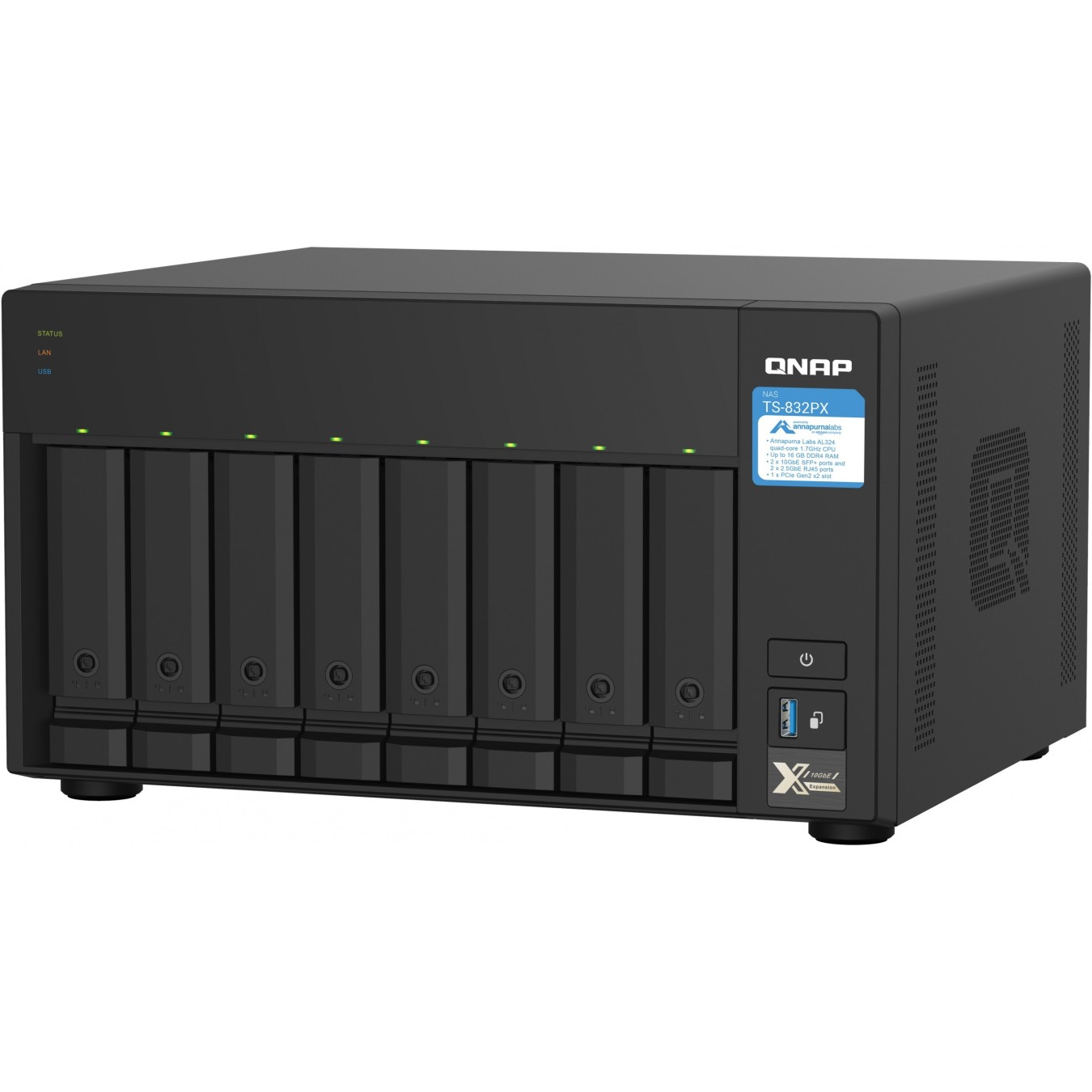 8-Bay QNAP TS-832PX-4G - 4GB RAM, 8x 3.5" HDD Bays, Hot-Swap NAS — Buy in Cyprus with Fast Delivery