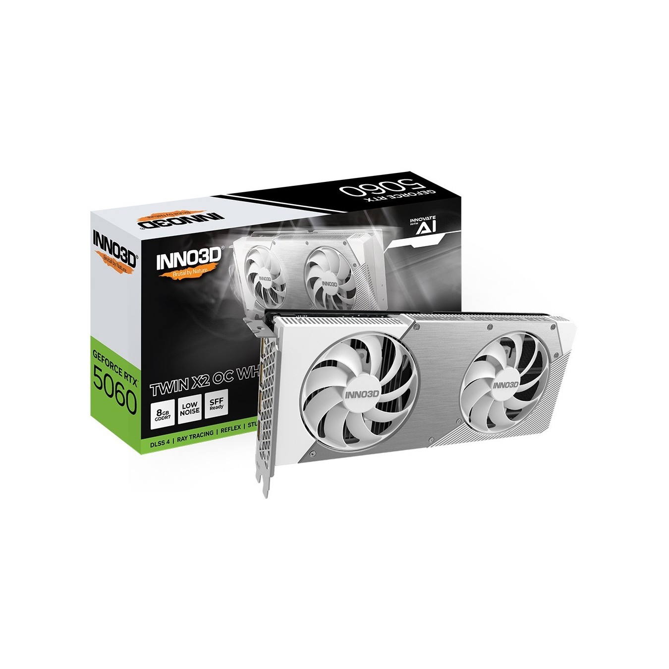 Inno3D RTX5060 Twin X2 OC WHITE 8GB GDDR7 HDMI 3xDP - RTX5060 - White, 8GB GDDR7, HDMI, DP — Buy in Cyprus with Fast Delivery