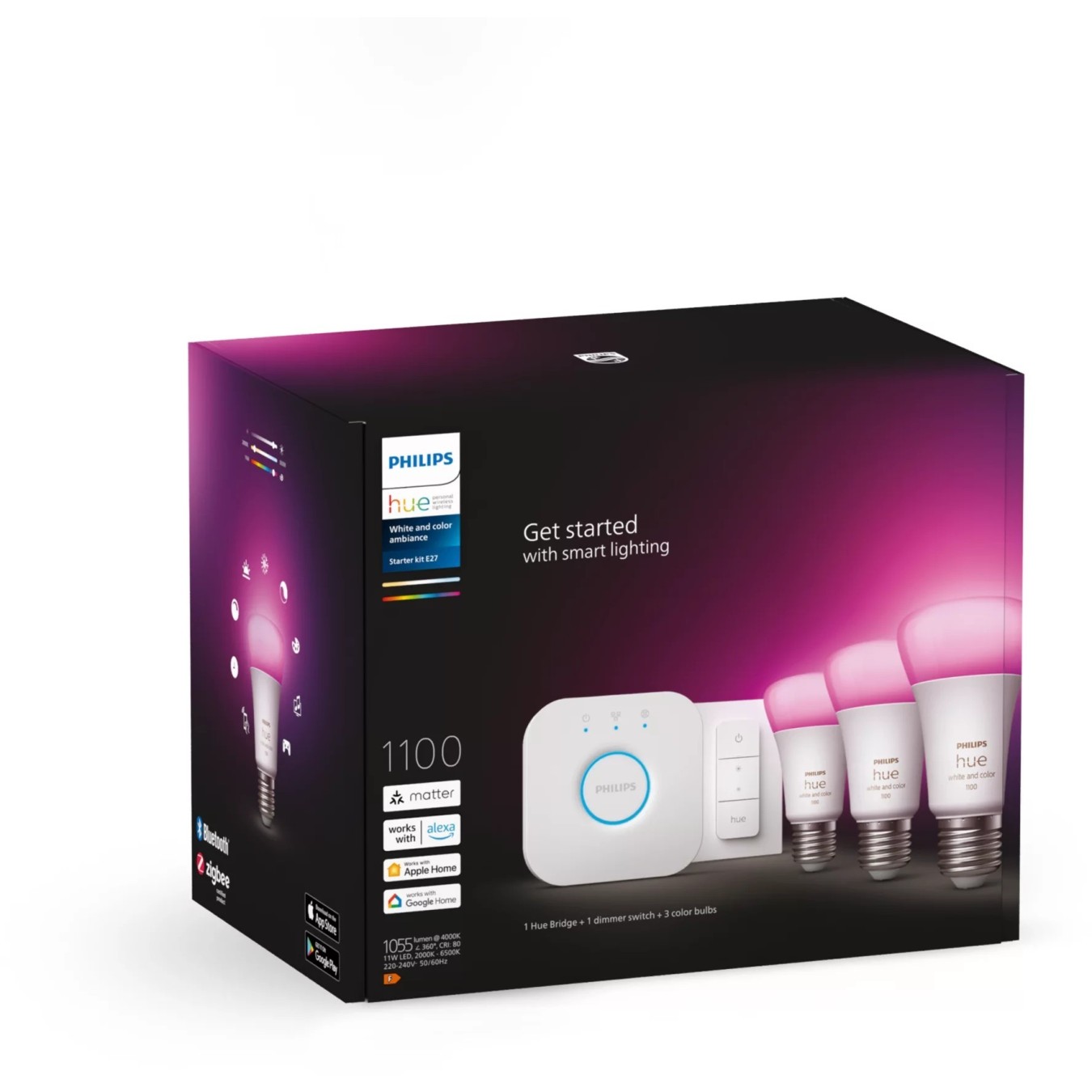 Philips Hue White & Color Ambiance E27 Starter Kit 3-pack + DS 75W - DS 75W - White & Color Ambiance E27
