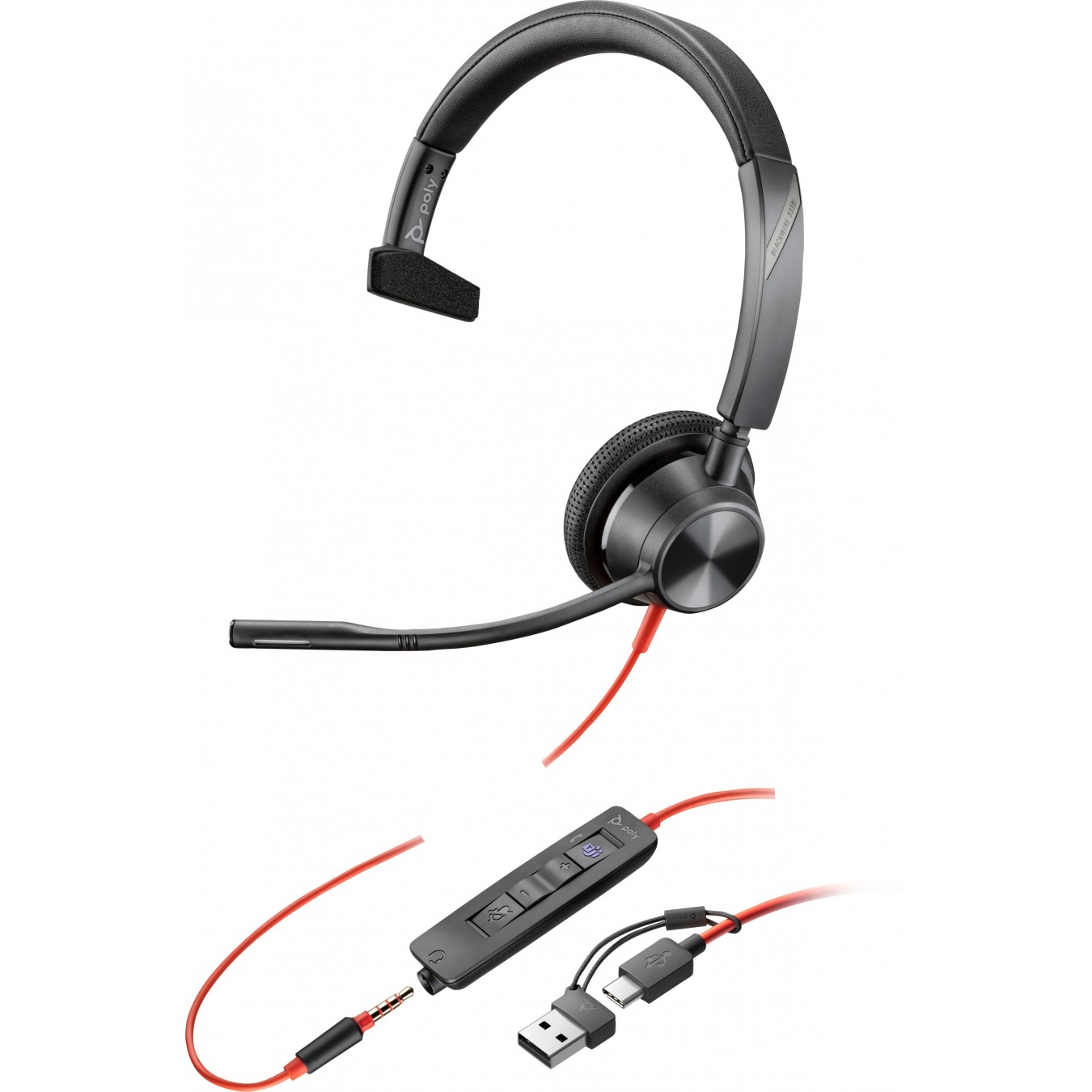 HP Poly Headset Blackwire - C3315-M - Black, Mono, USB-C, 3.5 mm, Teams — Buy in Cyprus with Fast Delivery