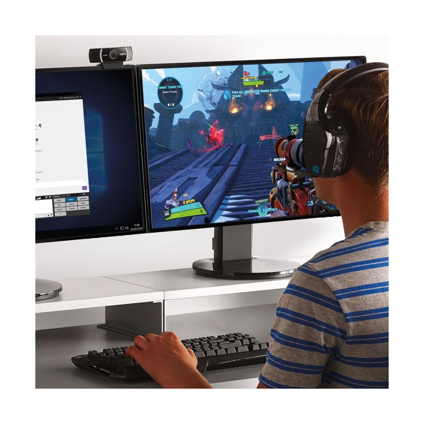 Logitech C922 Pro Stream Webcam - Full HD 1080p@30fps 720p@60fps Black USB Clip/Stand (Boxed)