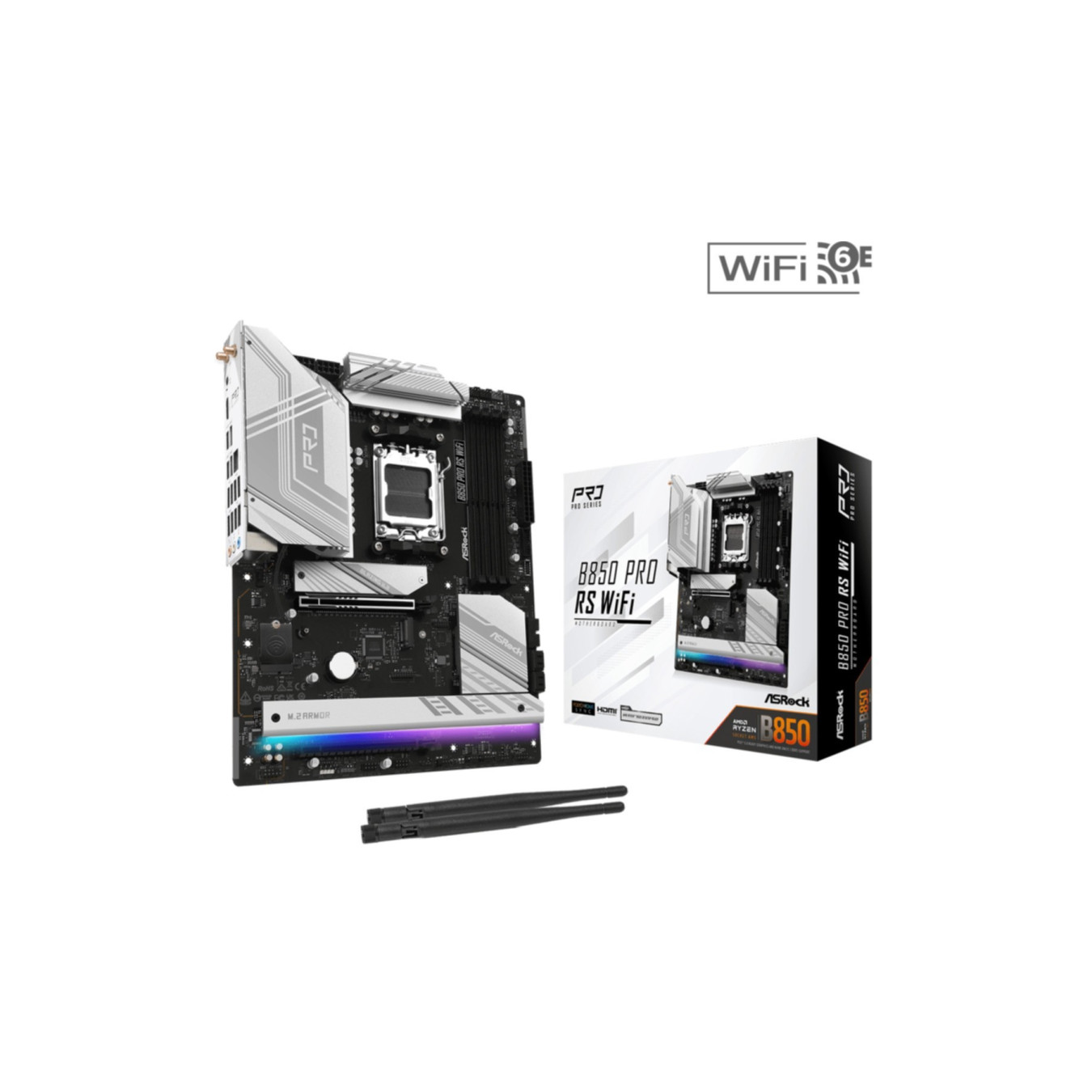 ASRock B850 Pro RS WiFi - AM5 Socket - DDR5 Support, WiFi, Hi-Density Power, 14+2+1 VRM, 8-Layer PCB