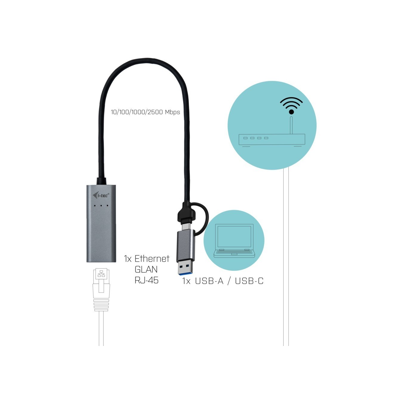 I-TEC USB-C 2.5Gbps LAN Adapter - Compact Plug-and-Play Ethernet — Buy in Cyprus with Fast Delivery