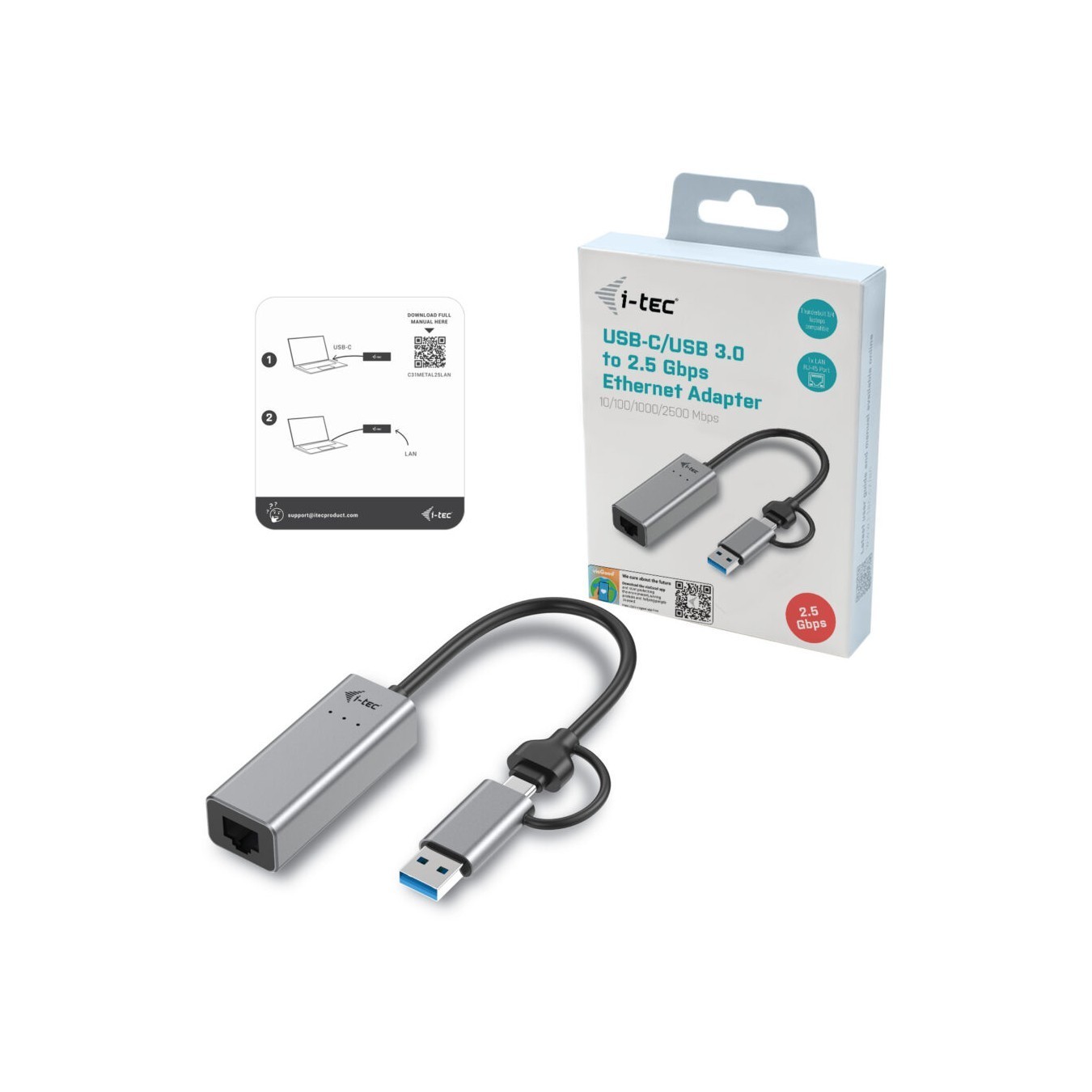 I-TEC USB-C 2.5Gbps LAN Adapter - Compact Plug-and-Play Ethernet — Buy in Cyprus with Fast Delivery
