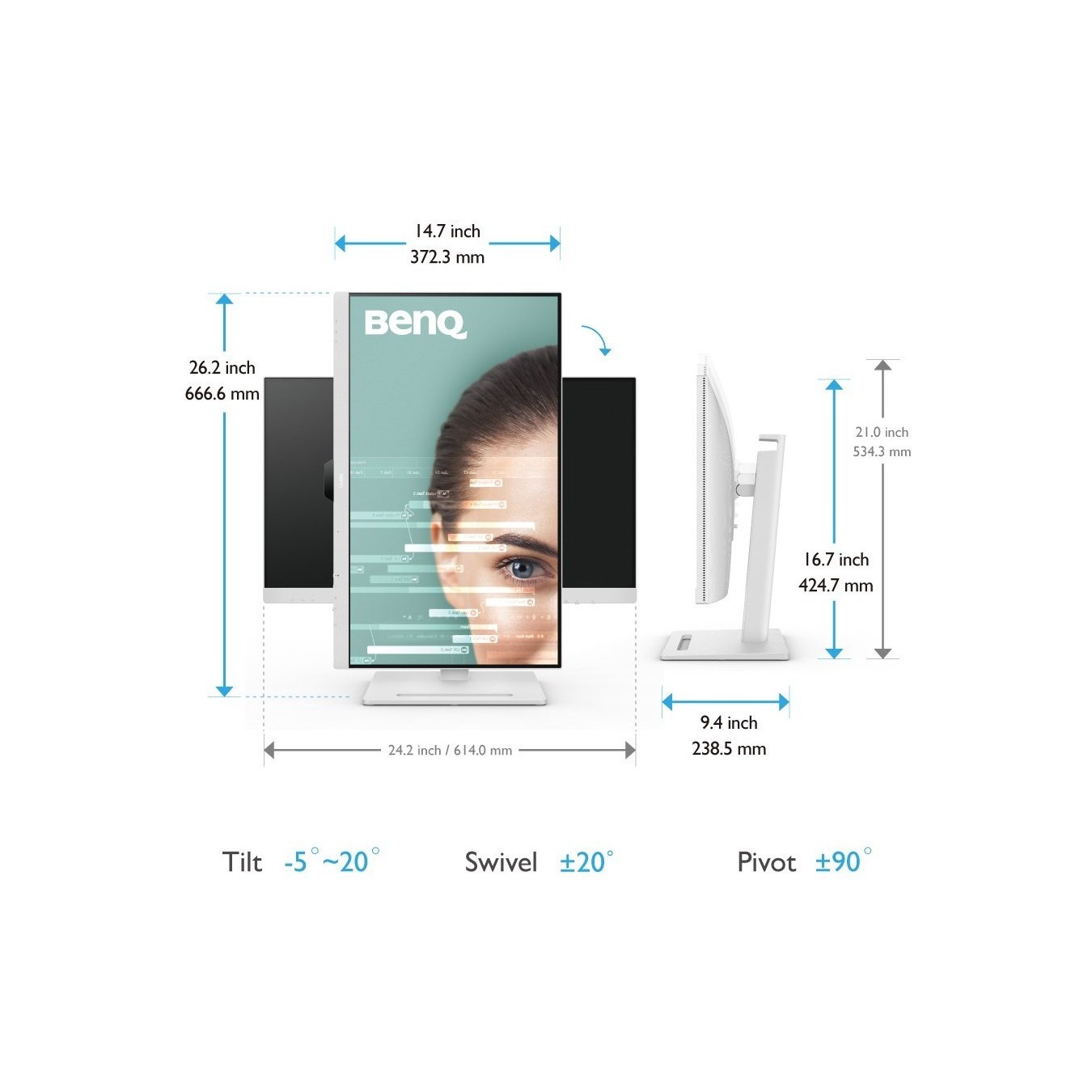 BenQ GW2790QT - GW2790QT - White, 27-inch QHD IPS monitor (USB-C, DP, HDMI, lift/pivot stand)