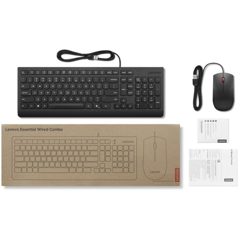 Buy Lenovo Essential Wired Keyboard and Mouse Combo - 129 - German Layout, Windo... in Cyprus, Nicosia, Limassol, Larnaka, Pafos